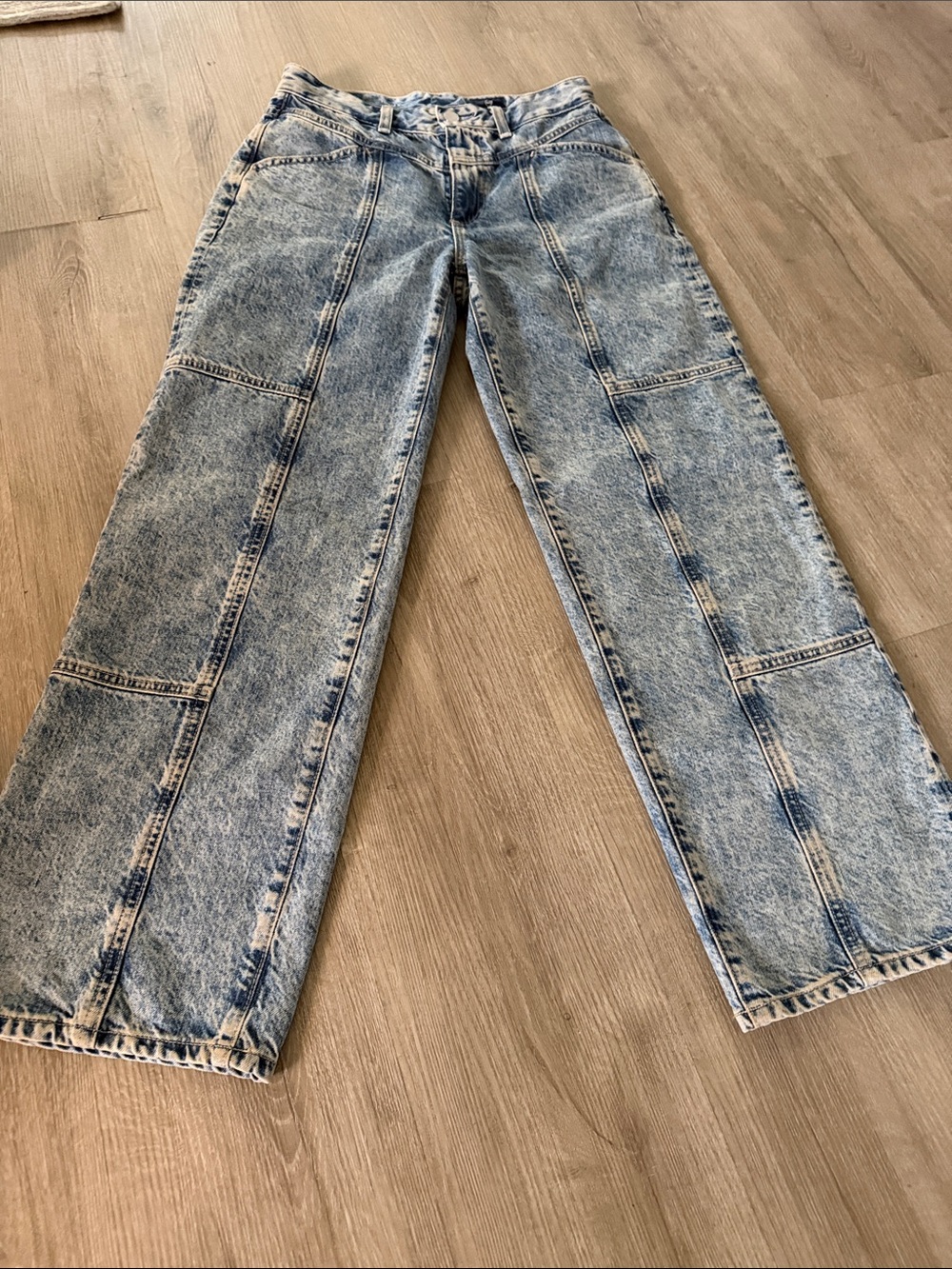 AG Adriano Goldschmied Women's Light Blue Panel Straight Leg Jeans